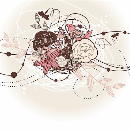 simsearch:400-05905259,k - abstract cute floral background with birds vector illustration Foto de stock - Super Valor sin royalties y Suscripción, Código: 400-05673466
