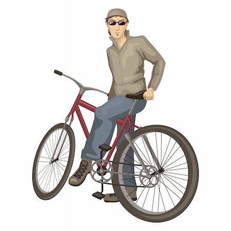 young man on a bicycle vector illustration Stock Photo - Budget Royalty-Free & Subscription, Code: 400-05673477