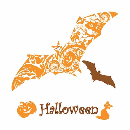 simsearch:400-05673521,k - abstract cute halloween bat vector illustration Stock Photo - Budget Royalty-Free & Subscription, Code: 400-05673516