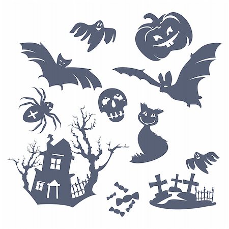 simsearch:400-05673521,k - set of different vector Halloween icons Stock Photo - Budget Royalty-Free & Subscription, Code: 400-05673521