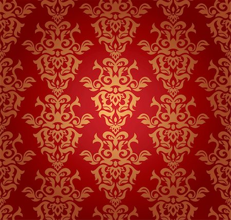 damask vector - abstract seamless damask wallpaper vector illustration Stock Photo - Budget Royalty-Free & Subscription, Code: 400-05673584