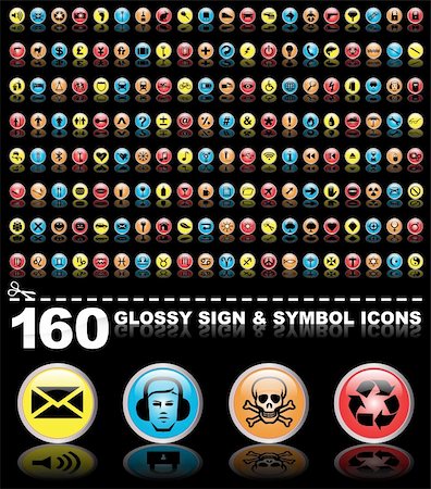 160 glossy sign and symbol icon buttons Stock Photo - Budget Royalty-Free & Subscription, Code: 400-05673867