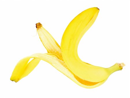 skin problem - Single yellow banana peel. Isolated on white background. Close-up. Studio photography. Stock Photo - Budget Royalty-Free & Subscription, Code: 400-05673889