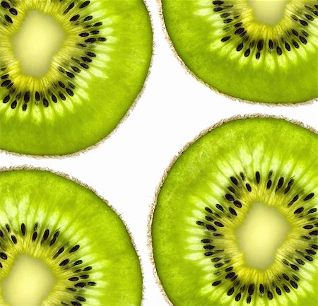 Closeup of kiwi slices isolated on white background Stock Photo - Budget Royalty-Free & Subscription, Code: 400-05673921