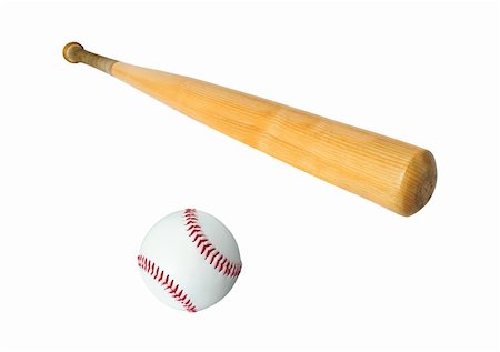 baseball bat and ball isolated on white background Stock Photo - Budget Royalty-Free & Subscription, Code: 400-05673923