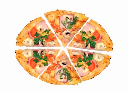 simsearch:400-04277027,k - Tasty Italian pizza over white Foto de stock - Royalty-Free Super Valor e Assinatura, Número: 400-05673947