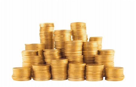 simsearch:400-04698151,k - Ukrainian golden coins in column isolated on white background Stock Photo - Budget Royalty-Free & Subscription, Code: 400-05673941
