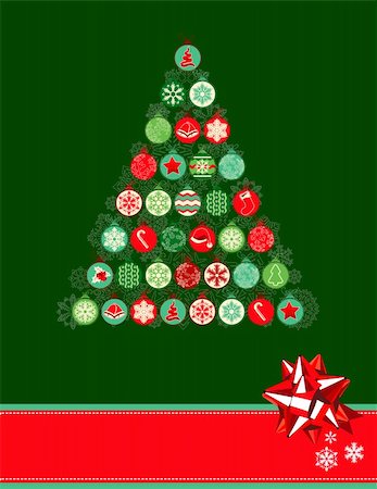 Stylized Christmas tree made of various contour balls Stock Photo - Budget Royalty-Free & Subscription, Code: 400-05684199