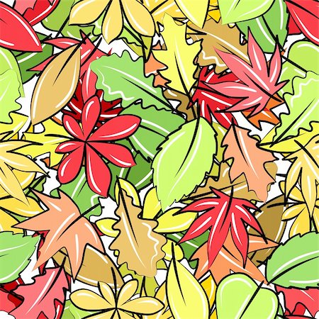 drawn images of maple leaves - Seamless pattern with different autumn leaves Stock Photo - Budget Royalty-Free & Subscription, Code: 400-05684204