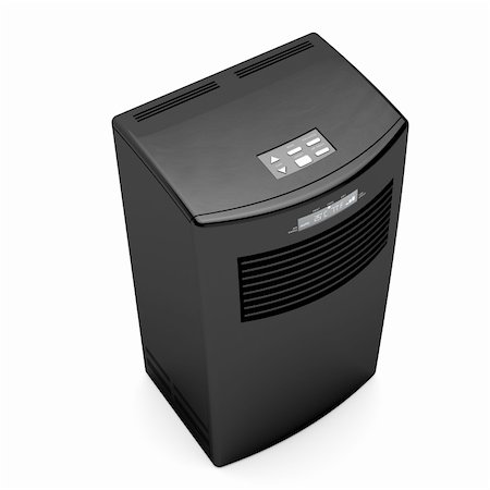 simsearch:400-05687584,k - Black mobile air conditioner on white background Stock Photo - Budget Royalty-Free & Subscription, Code: 400-05684292