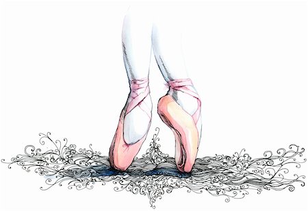 painting of balet dancer feet (series C) Foto de stock - Super Valor sin royalties y Suscripción, Código: 400-05684623