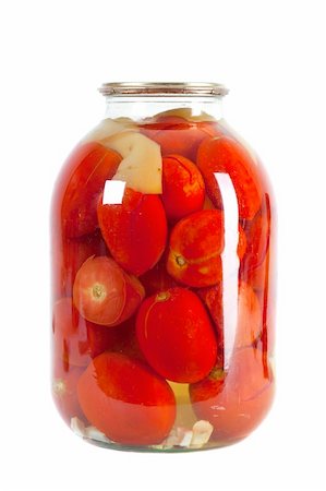 simsearch:400-04849937,k - Preserved red tomatoes in a glass jar isolated on white background Stock Photo - Budget Royalty-Free & Subscription, Code: 400-05684674
