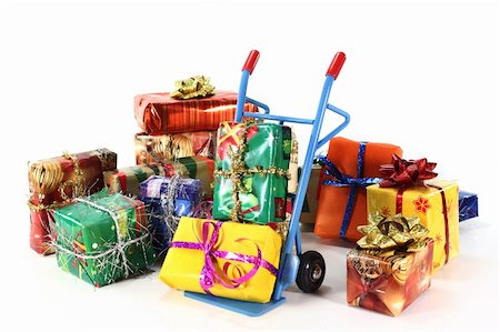 silencefoto (artist) - colorful Christmas presents on a hand truck Stockbilder - Microstock & Abonnement, Bildnummer: 400-05684698