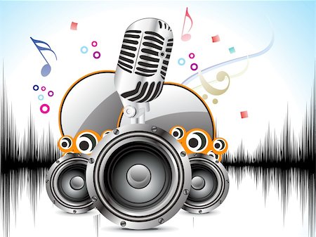 stereo - abstract musical background with mic & sound vector illustration Photographie de stock - Aubaine LD & Abonnement, Code: 400-05684728