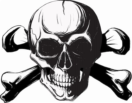 sharpner (artist) - human skull and bones. Pirate symbol isolated on a white background Stockbilder - Microstock & Abonnement, Bildnummer: 400-05684798