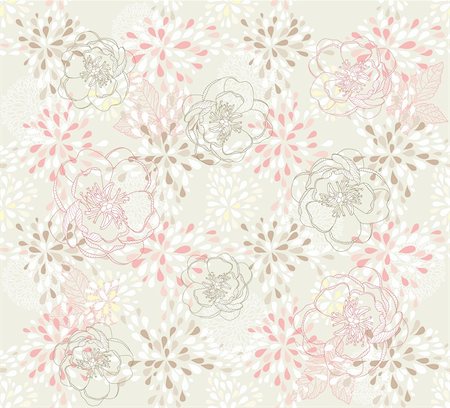 Seamless cute floral pattern. Background with spring or summer flowers. Stockbilder - Microstock & Abonnement, Bildnummer: 400-05685173