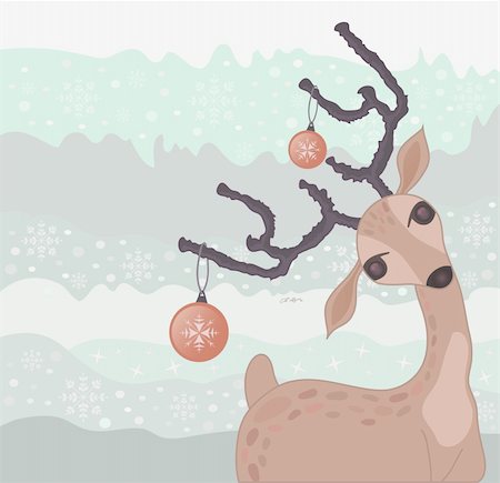 deer ornament - Christmas reindeer card Stock Photo - Budget Royalty-Free & Subscription, Code: 400-05685190