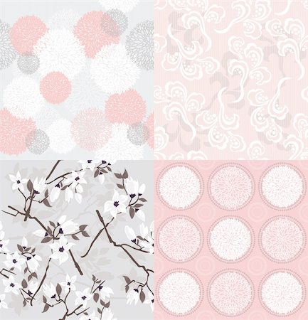 Set of seamless floral patterns with spring or summer flowers and cherry blossom. Foto de stock - Super Valor sin royalties y Suscripción, Código: 400-05685223