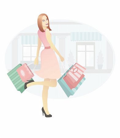 Girl with shopping bags Stock Photo - Budget Royalty-Free & Subscription, Code: 400-05685238