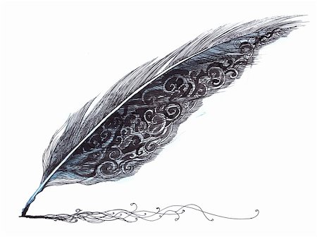 feather isolated - painting of magic pen (series C) Photographie de stock - Aubaine LD & Abonnement, Code: 400-05685486