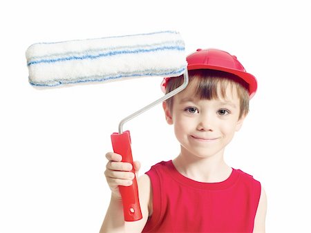 simsearch:400-04021777,k - Little worker with paint roller isolated on white background Foto de stock - Royalty-Free Super Valor e Assinatura, Número: 400-05685607