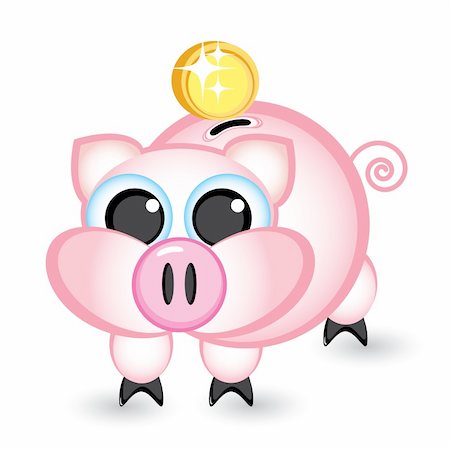 Piggy bank and money. Illustration on white background Stock Photo - Budget Royalty-Free & Subscription, Code: 400-05686157