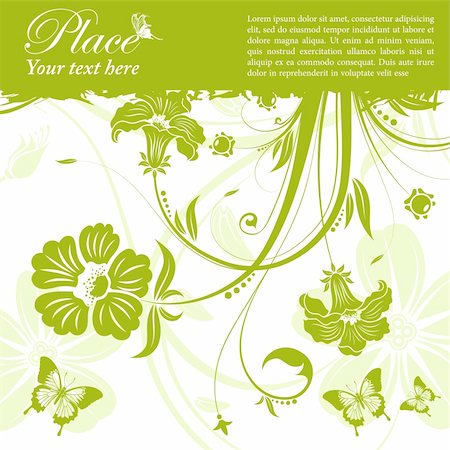 Grunge floral frame with butterfly, element for design, vector illustration Fotografie stock - Microstock e Abbonamento, Codice: 400-05686187