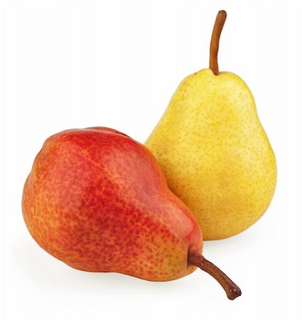 pear with leaves - Red and yellow pears isolated on white Foto de stock - Super Valor sin royalties y Suscripción, Código: 400-05686207