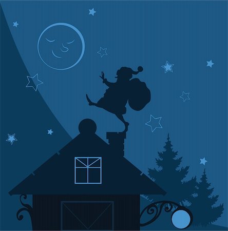 santa suit - Santa Claus silhouette with gift on chimney christmas vector illustration Stock Photo - Budget Royalty-Free & Subscription, Code: 400-05686217