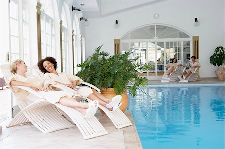 spa with female friend - Women Relaxing Around Pool At Spa Stock Photo - Budget Royalty-Free & Subscription, Code: 400-05686701