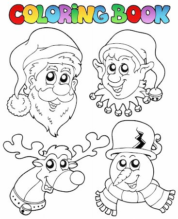 reindeer clip art - Coloring book Christmas topic 1 - vector illustration. Stock Photo - Budget Royalty-Free & Subscription, Code: 400-05686850
