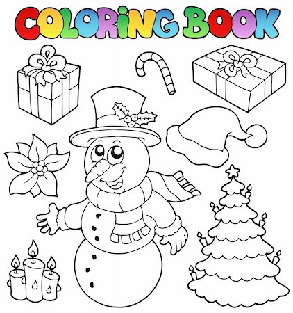 simsearch:400-04240953,k - Coloring book Christmas topic 2 - vector illustration. Foto de stock - Super Valor sin royalties y Suscripción, Código: 400-05686851