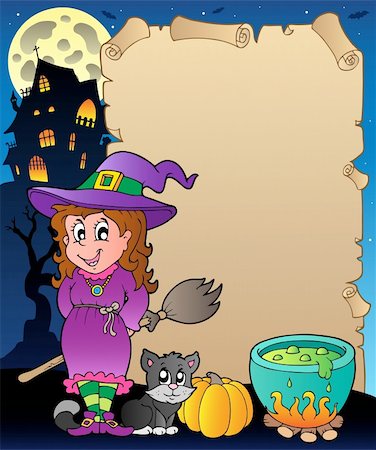 simsearch:400-04407834,k - Parchment with Halloween theme 6 - vector illustration. Photographie de stock - Aubaine LD & Abonnement, Code: 400-05686882