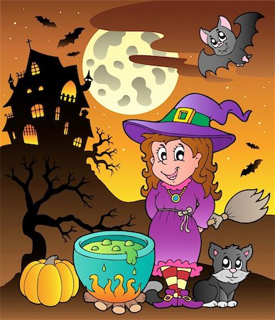 simsearch:400-04407834,k - Scene with Halloween theme 3 - vector illustration. Photographie de stock - Aubaine LD & Abonnement, Code: 400-05686883