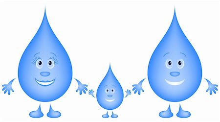 rain drop and children - Family blue drops of water: mother, father and baby Stock Photo - Budget Royalty-Free & Subscription, Code: 400-05687148