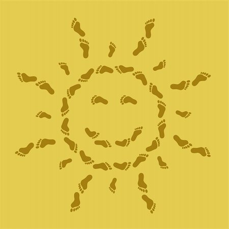 The abstract image: a smiling sun from traces on sand Fotografie stock - Microstock e Abbonamento, Codice: 400-05687417