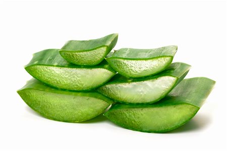 simsearch:400-06128310,k - Green juicy slices of aloe vera isolated on white.  Photo taken on: September 27th, 2011 Stock Photo - Budget Royalty-Free & Subscription, Code: 400-05687438