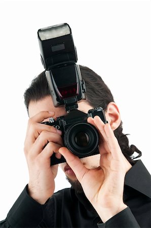 paparazzi taking pictures of man background - Photographer with the digital camera Photographie de stock - Aubaine LD & Abonnement, Code: 400-05687662