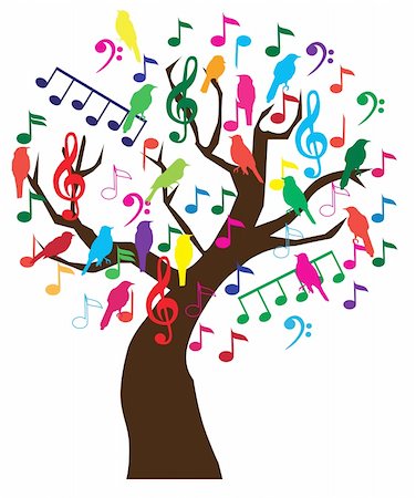 Vector illustration of a music tree Stock Photo - Budget Royalty-Free & Subscription, Code: 400-05687877
