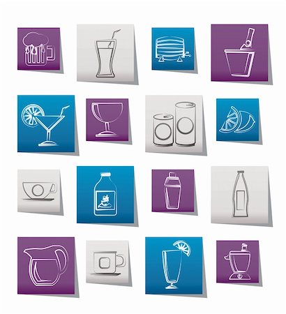 beverages and drink icons - vector  icon set Foto de stock - Super Valor sin royalties y Suscripción, Código: 400-05687956