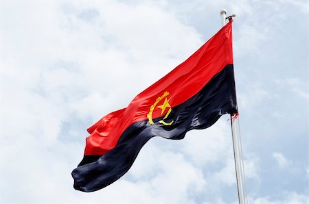 angolan flag on flagpost Stock Photo - Budget Royalty-Free & Subscription, Code: 400-05687996