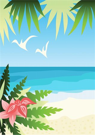 ptits_ptits (artist) - Bright sunny beach. Vector illustration Photographie de stock - Aubaine LD & Abonnement, Code: 400-05688111