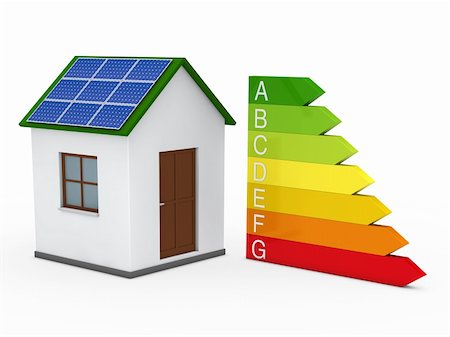 3d house solar energy bar red green Photographie de stock - Aubaine LD & Abonnement, Code: 400-05688232