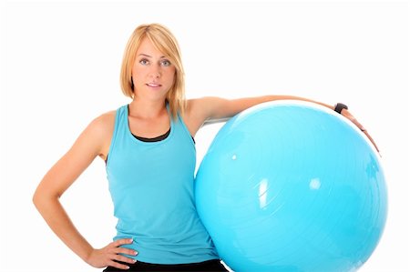 female sit ups black background - A picture of a beautiful young fit woman standing with a ball over white background Stock Photo - Budget Royalty-Free & Subscription, Code: 400-05688559