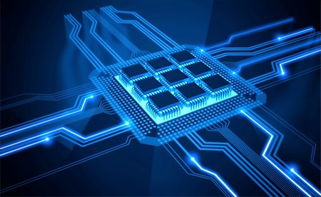 engineering circuit illustration - Central Processing Unit. A processor (microchip) interconnected receiving and sending information. Concept of technology and future. Stock Photo - Budget Royalty-Free & Subscription, Code: 400-05688944