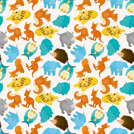 seamless cartoon animal pattern Stock Photo - Budget Royalty-Free & Subscription, Code: 400-05689586