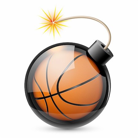 simsearch:400-08431494,k - Abstract basketball shaped like a bomb. Illustration on white background for design Stock Photo - Budget Royalty-Free & Subscription, Code: 400-05680085