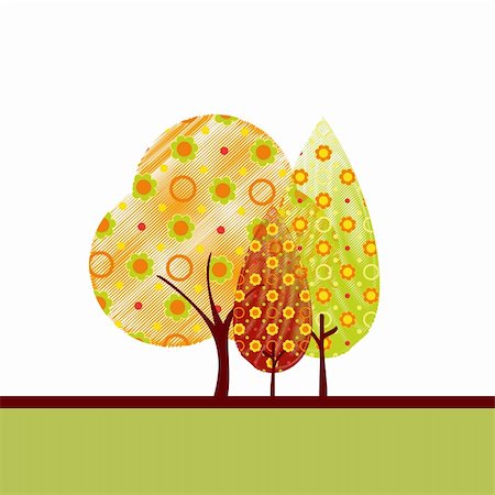 simsearch:400-06179170,k - Abstract colorful autumn tree on white green background greeting card Stock Photo - Budget Royalty-Free & Subscription, Code: 400-05680211
