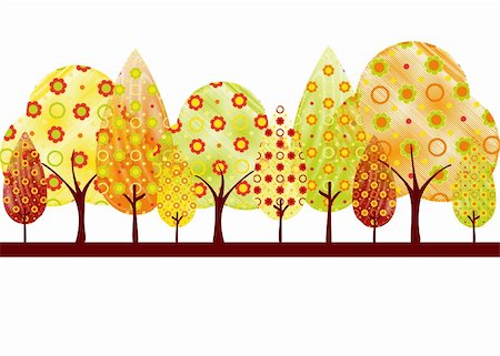 simsearch:400-06179170,k - Abstract colorful autumn tree on white green background greeting card Stock Photo - Budget Royalty-Free & Subscription, Code: 400-05680212
