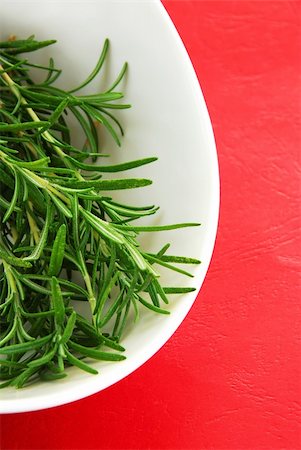 rosemary sprig - fresh rosemary green sprigs in white bowl Stock Photo - Budget Royalty-Free & Subscription, Code: 400-05680257